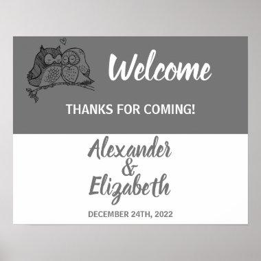 Welcome Wedding Owls Love Poster