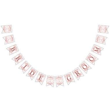Welcome Wedding Party Peach Pink Decor Modern Bunting Flags