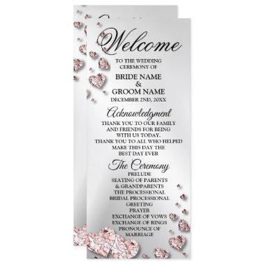 Welcome Wedding Pink Peach Shiny Hearts Geometric Program