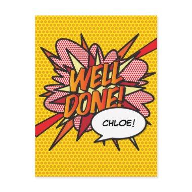 WELL DONE Fun Retro Comic Book Pop Art PostInvitations