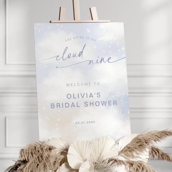We're On Cloud 9 Dusty Blue Bridal Shower Welcome Foam Board