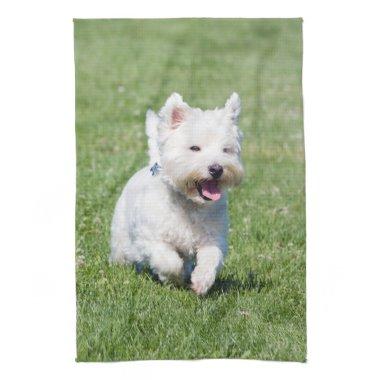 West Highland White Terrier, westie dog cute photo Kitchen Towel