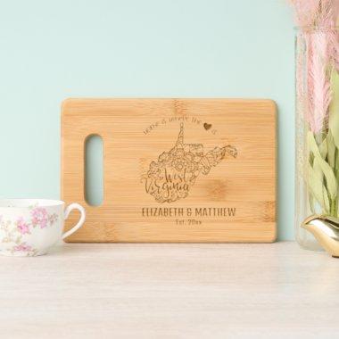 West Virginia USA state map outline newly weds USA Engraved Cutting Board