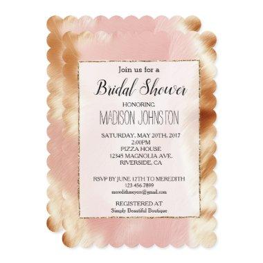 Western Blush Pink Brown Cowhide Invitations