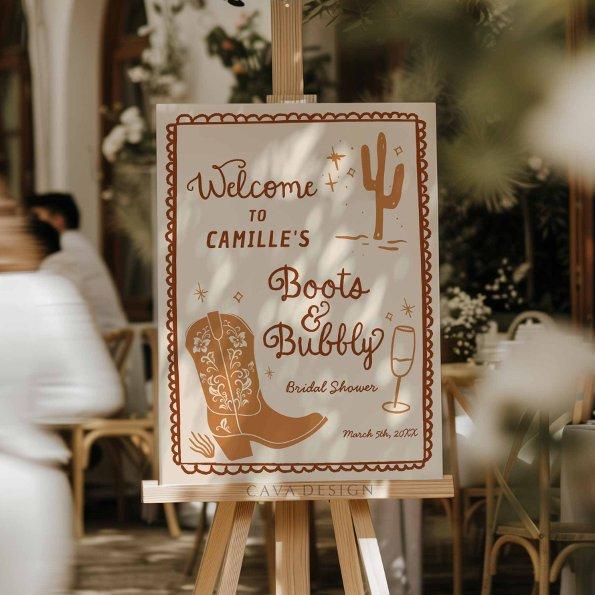 Western Boots and Bubbly  Welcome Foam Board