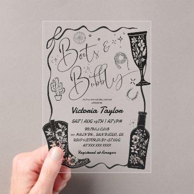 Western Boots & Bubbly Bow  Acrylic