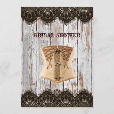 Western country corset steampunk bridal shower Invitations