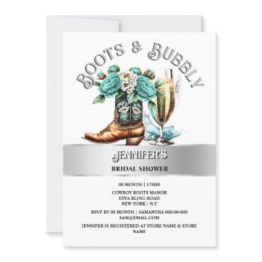 Western country cowgirl boots teal silver bubbly
