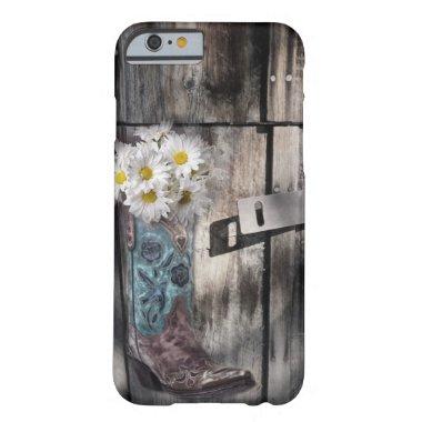 Western country daisy barn wood cowboy boot barely there iPhone 6 case