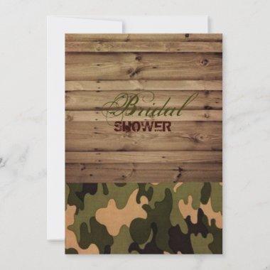 Western country Hunt is Over Camo bridal shower Invitations