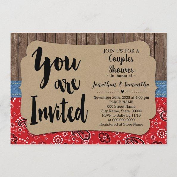 Western couples shower country wedding Invitations