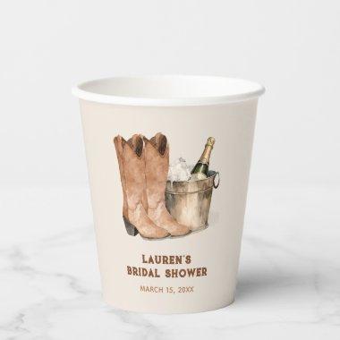 Western Cowboy Boots & Bubbly  Paper Cups