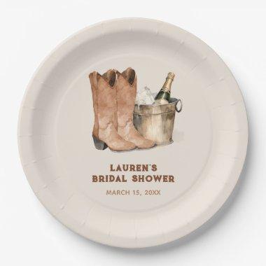 Western Cowboy Boots & Bubbly  Paper Plates