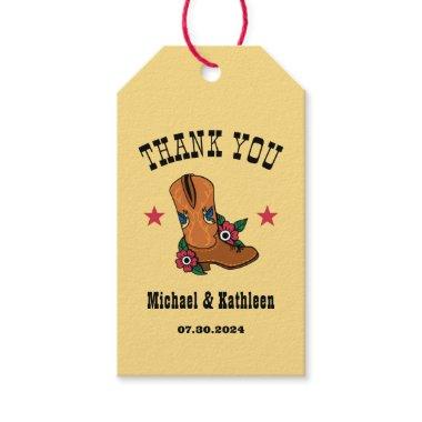 Western Floral Cowboy Boot Rustic Country Wedding Gift Tags