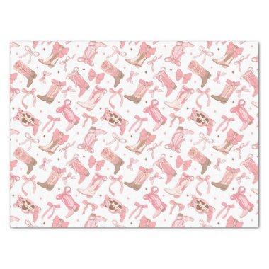 Western Pink Rodeo Boots with Bows  Tissue Paper