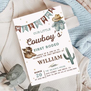 Western Rodeo Wild West Cowboy Birthday Party Invitations