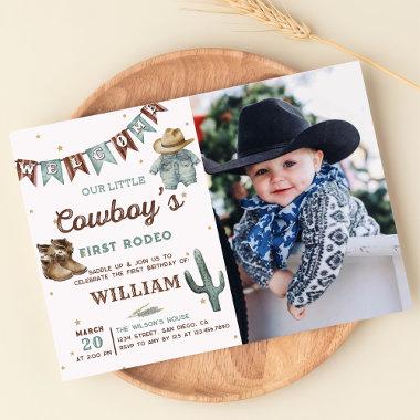 Western Rodeo Wild West Cowboy Birthday Photo Invitations