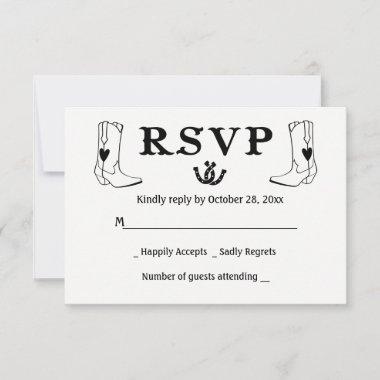 Western RSVP Country Wedding Cowboy Boots Rustic