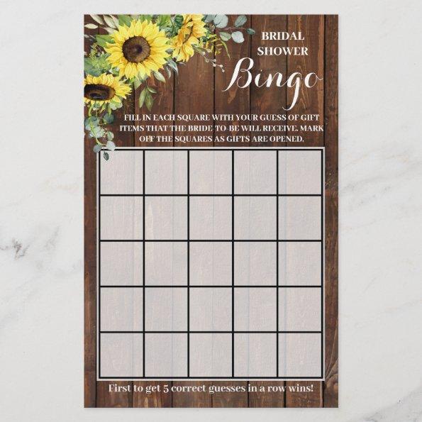 Western Sunflowers Greenery Shower Bingo Game Invitations Flyer