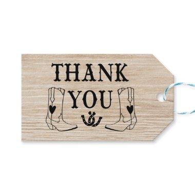 Western Thank You Wood Cowboy Boot Country Wedding Gift Tags