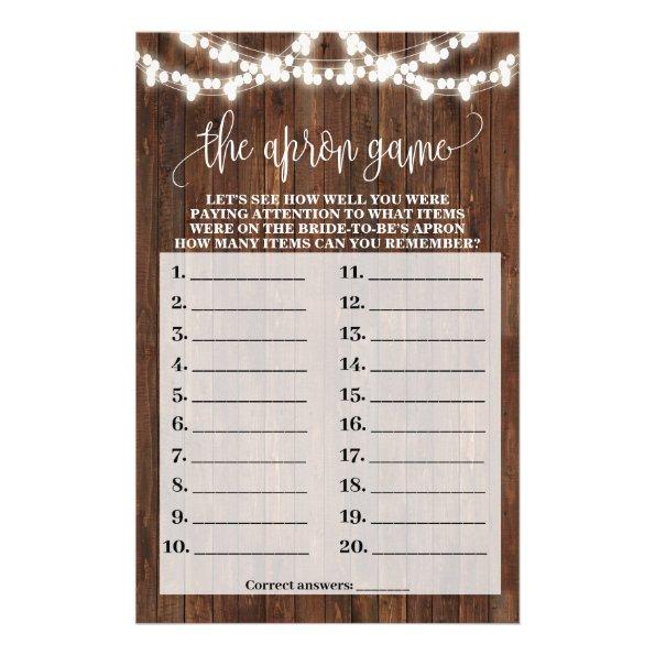 Western The Apron Bridal Shower Game Invitations Flyer