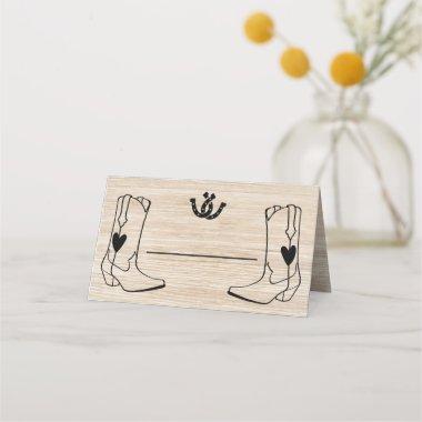 Western Wedding Cowboy Boots Rustic Brown Wood Place