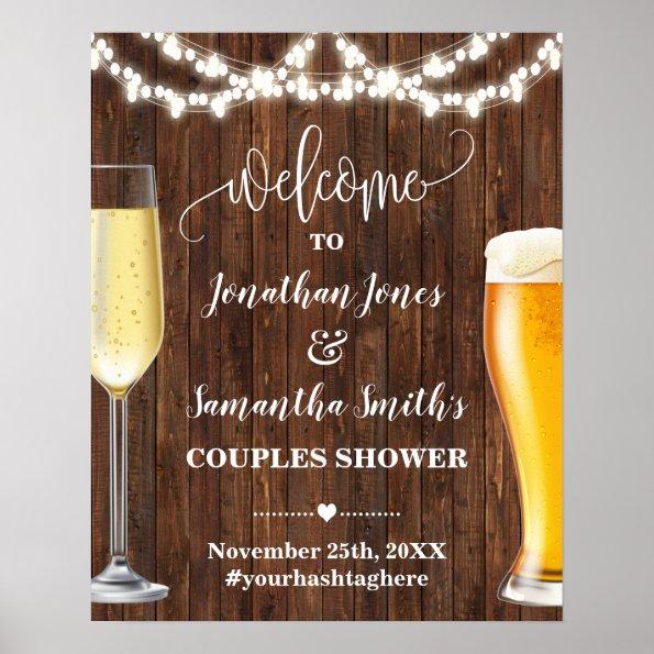 Western Welcome Bubbles & Brews Couples Shower Poster