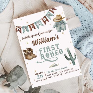 Western Wild West First Rodeo Cowboy Birthday Invitations