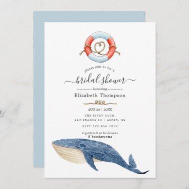 Whale Nautical Bridal Shower Invitations