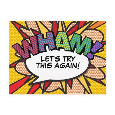 WHAM Postponed Change of Date Comic Book Pop Art PostInvitations