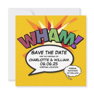 WHAM Save the Date Fun Retro Comic Book Pop Art