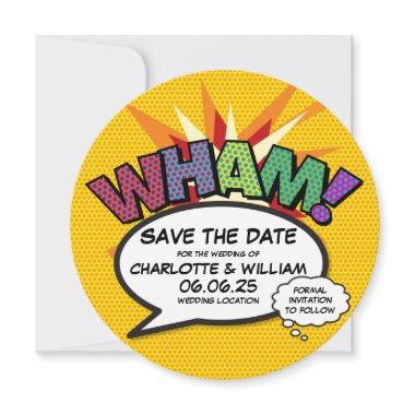WHAM Save the Date Fun Retro Comic Book Pop Art