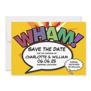 WHAM Save the Date Fun Retro Comic Book Pop Art