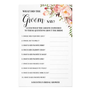 What did Groom Say Bridal Shower Pink Game Invitations Flyer