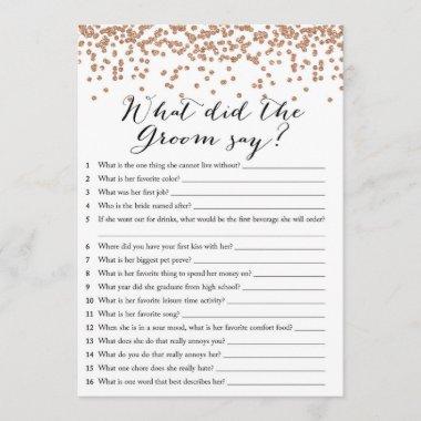 What Did Groom Say Rose Bridal Shower Game Invitations