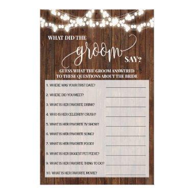 What did Groom Say Western Bridal Shower Game Invitations Flyer
