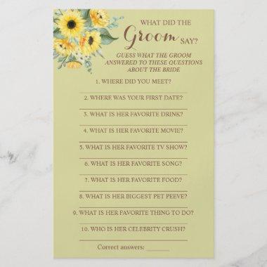What did the Groom Say Bridal Shower Game Invitations Fly Flyer