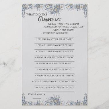 What did the Groom Say Bridal Shower Game Invitations Flyer