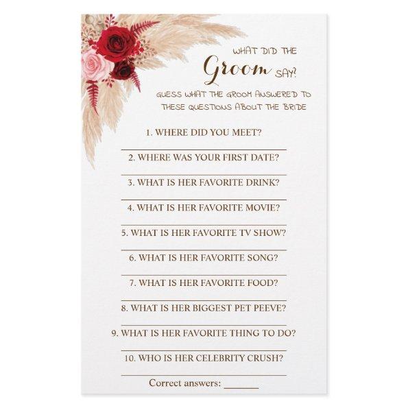 What did the Groom Say  Game  Flyer
