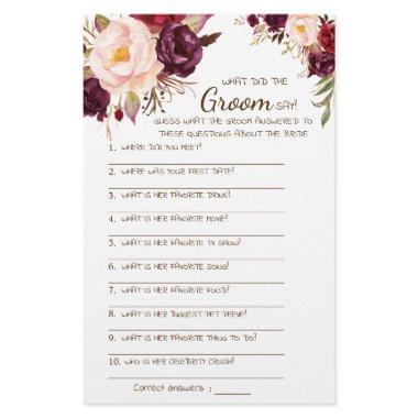 What did the Groom Say  Game  Flyer