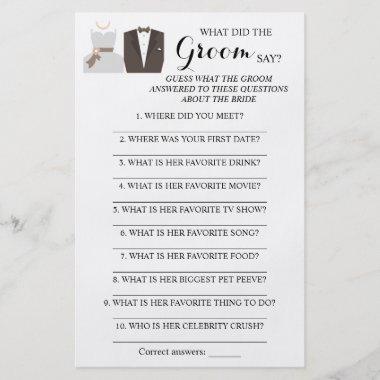 What did the Groom Say? Bridal Shower Game Invitations Flyer