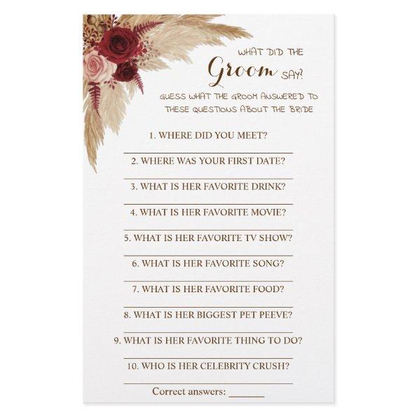 What did the Groom Say  Game  Flyer
