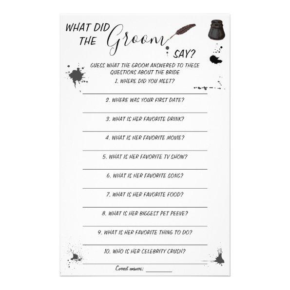 What did the Groom Say? | Bridal Shower Game Invitations Flyer