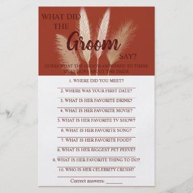 What did the Groom Say? | Bridal Shower Game Invitations Flyer