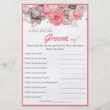 What did the Groom Say Bridal Shower Game Invitations Flyer
