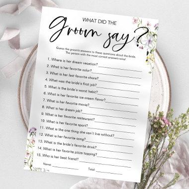 What Did the Groom Say Bridal Shower Game Invitations