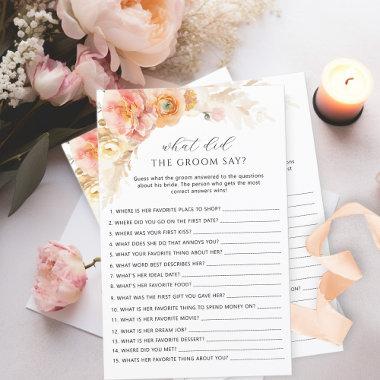 What Did the Groom Say Floral Bridal Shower Game