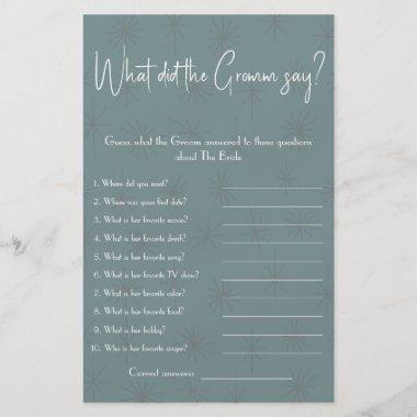 What did the Groom say? Shower Game Flyer