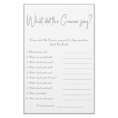 What did the Groom say? Shower Game Flyer