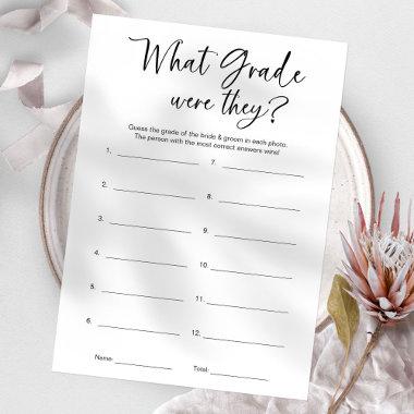 What Grade Were They Minimalist Bridal Shower Game Invitations